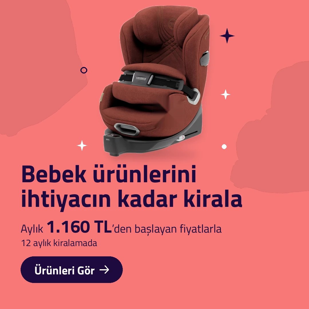 Bebek ürünlerini ihtiyacın kadar kirala. Aylık 1.160 TL’den başlayan fiyatlarla, 12 aylık kiralamada.