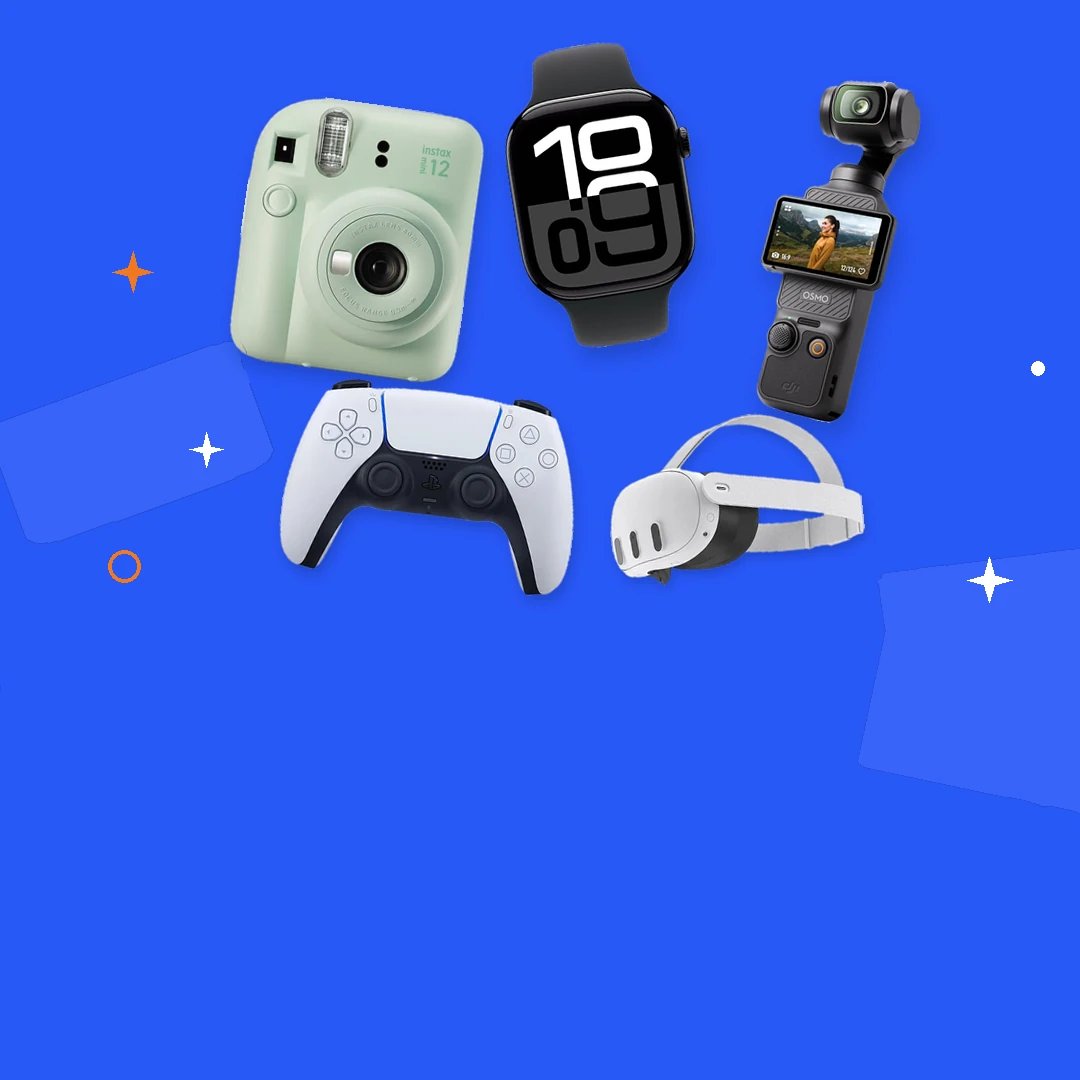 Kiralık Fujifilm Instax fotoğraf makinesi, Apple Watch, DJI Osmo Pocket 3, DualSense oyun kolu ve Meta Quest VR gözlüğü