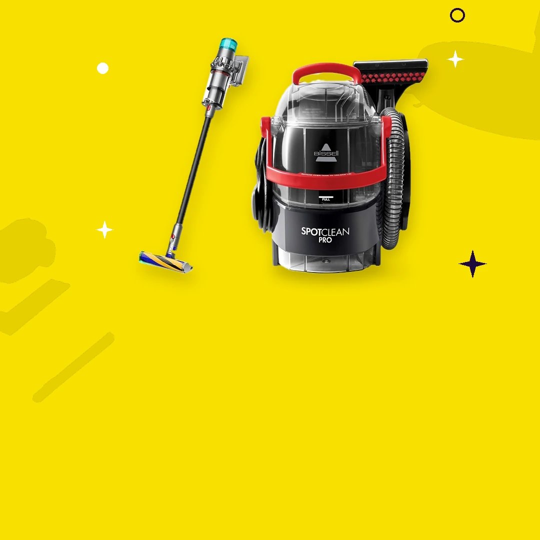 Kiralık Dyson V15 kablosuz süpürge ve Bissell SpotClean Pro halı yıkama makinesi